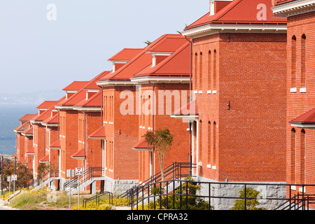 A row of brick buildings Stock Photo