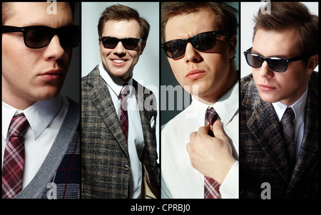 Collage of elegant man in smart clothes Stock Photo