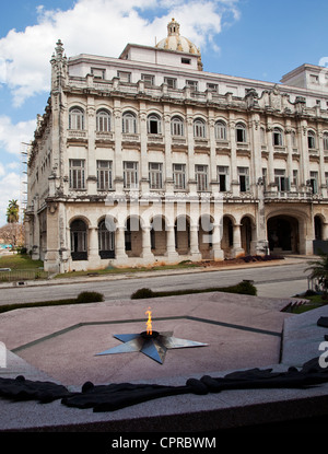 The eternal flame in honor of the heroes of the revolution in the garden of the Museo de la Revolucion Stock Photo