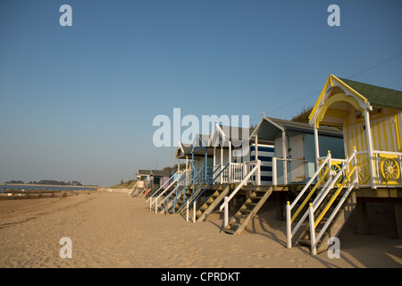 The famous beach huts on Wells beach, Wells-next-the-Sea, Norfolk, UK Stock Photo