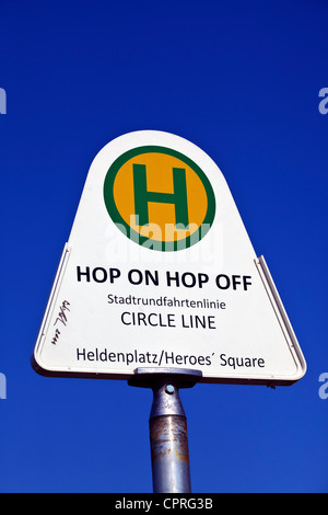 Hop On Hop Off Bust Stop in Heroes Square, Vienna, Austria Stock Photo