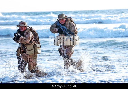 US Navy SEALs practice beach landings during combat training Stock ...