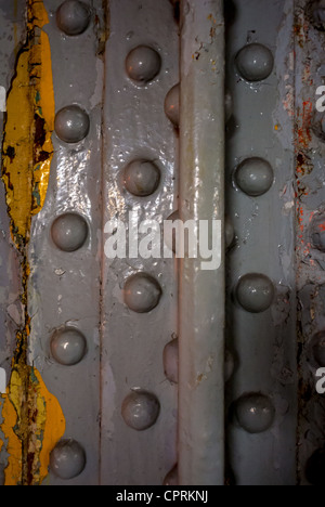 Close up, Industrial Metal, Old Rivets, Detail Wall, Paris Metro Stock Photo