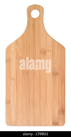 Wooden cutting board (bamboo) isolated on white background Stock Photo