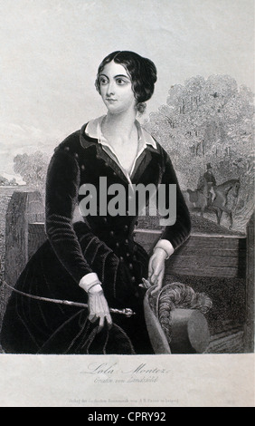 Montez, Lola, 17.2.1821 - 17.1.1861, Irish dancer, half length, lithograph, 1847, , Stock Photo