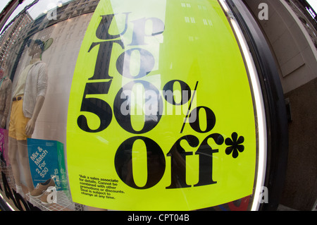 A store in the Noho neighborhood in New York advertises its Memorial Day sale on Friday, May 25, 2012. (© Frances M. Roberts) Stock Photo