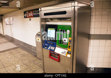 Self serve ticket machine for tickets to New York City subway system, Manhattan Stock Photo