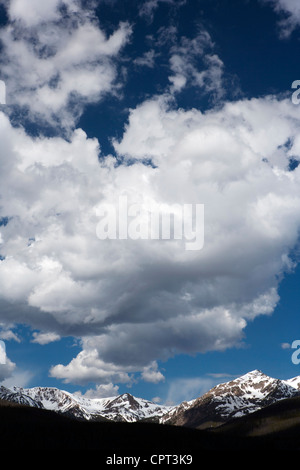 Clouds over mountain peaks - Rocky Mountain National Park - Grand Lake, Colorado USA Stock Photo