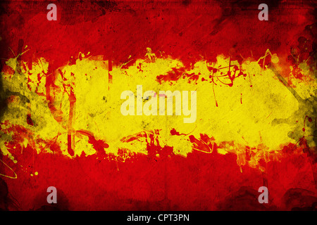 Grunge Spanish flag, image is overlaying a detailed grungy texture Stock Photo