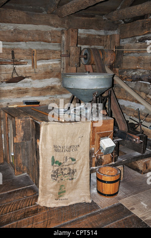 Log Cabin Village museum, Fort Worth, Texas, USA - grain mill Stock Photo