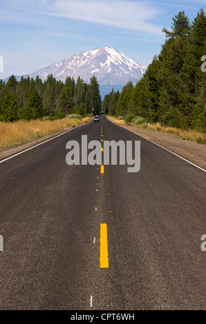 A straight away on Hwy 89 in California Stock Photo