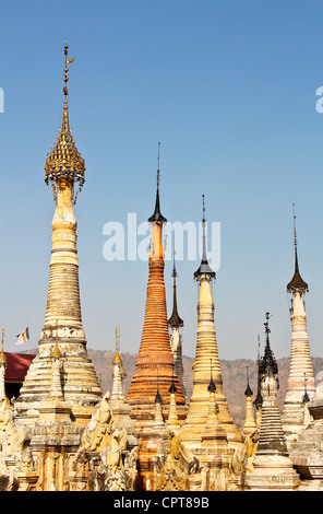 Pagoda at Temple in Inle lake,Myanmar Stock Photo