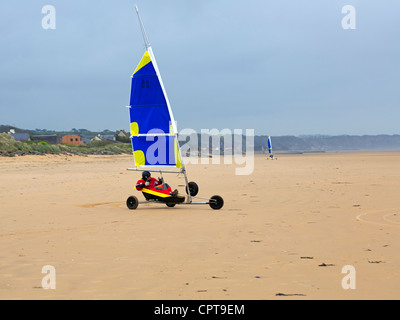 Sand Yachting on Omaha Beach in Normandy. Stock Photo