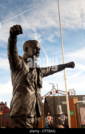 Statue of Bill Shankly, Liverpool Football Club manager 1959-1974 outside Anfield Stadium. Stock Photo