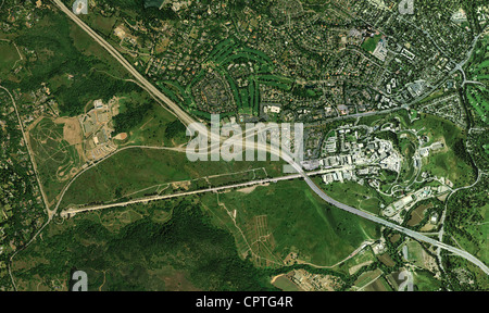 aerial photograph Sand Hill Road, Interstate 280, Stanford Linear Accelerator, Menlo Park, California Stock Photo