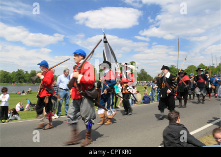 Prince Rupert's Blew Regiment of Foote, English Civil War, Chestnut Sunday, Bushy Park, Hampton Court, England, UK, Europe Stock Photo