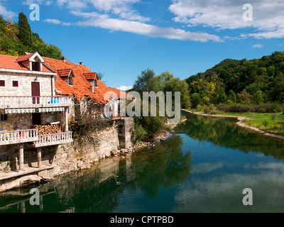 river at Rijeka Crnojevica town in Montenegro, Stock Photo