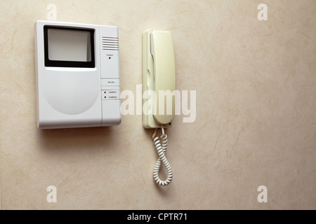 system of video control on the wall Stock Photo