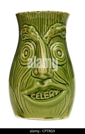 Vintage celery face pot by Sylvac Pottery Stock Photo
