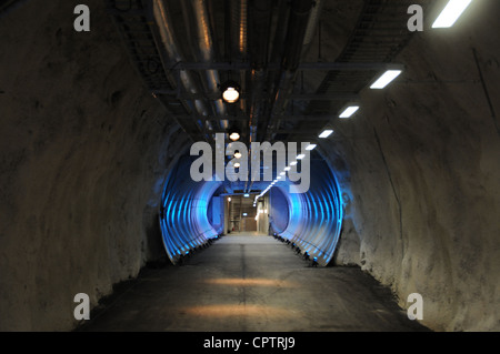 View down the main tunnel looking toward the entrance of the Svalbard Global Seed Vault. Stock Photo