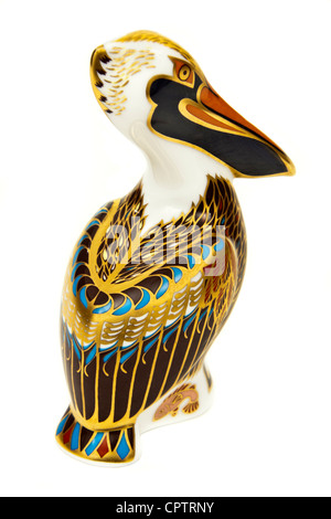 Royal Crown Derby porcelain Brown Pelican figurine (1998) Stock Photo