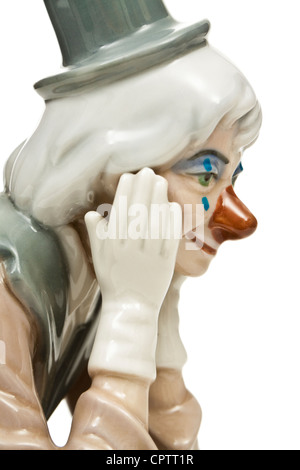 'Sad Clown' porcelain figurine by Casades Porcelanas SA of Spain Stock Photo
