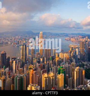 Hong Kong harbor from Victoria Peak Stock Photo