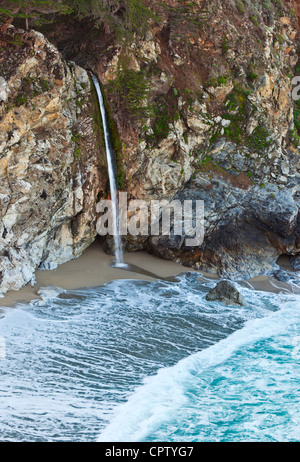 Beautiful McWay Falls along the Big Sur Coast. Stock Photo
