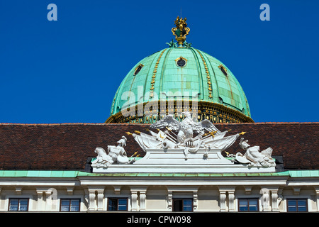 Dome and Decoration over the Michaeler Gate of the Hofburg Palace in Vienna Stock Photo