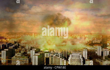 nuclear bomb in the city concept of vision apocaliptic world Stock Photo