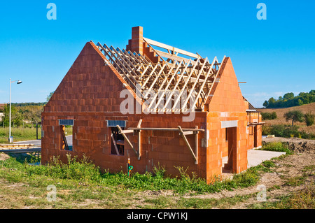 New bungalow house construction - Indre-et-Loire, France. Stock Photo