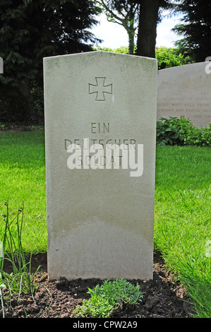 Grave and tombstone of an unknown German Soldier, Tangmere. Stock Photo