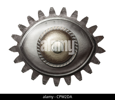 Designed metal eye. Isolated on white. Stock Photo