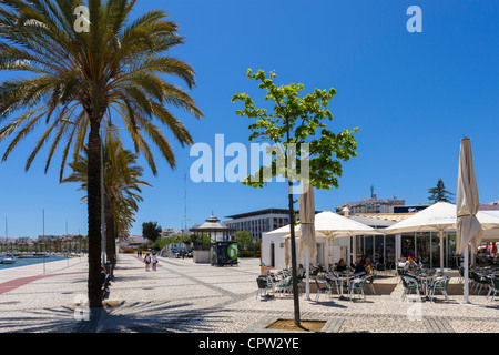 Waterfront cafe in Portimao, Algarve, Portugal Stock Photo