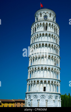 The Leaning Tower of Pisa, Torre pendente di Pisa, campanile freestanding bell tower of the Cathedral of Pisa, Italy Stock Photo
