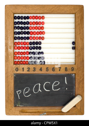 Children's school board and abacus made in the fifties last century Stock Photo