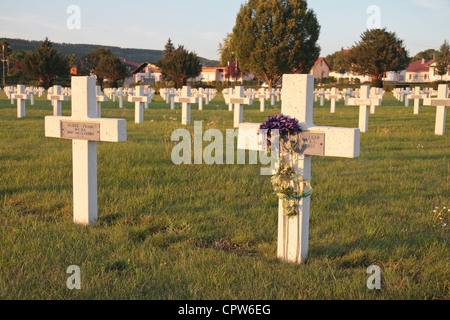 General view of cross grave markers in the French National Cemetery Bras sur Meuse, Lorraine, France. Stock Photo