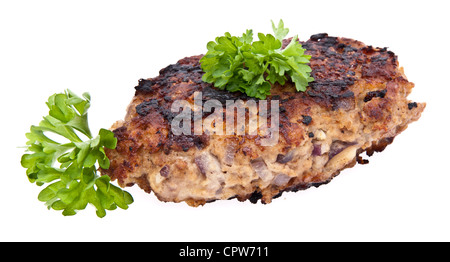 Burger decorated with parsley isolated on white background Stock Photo