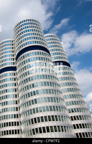 Modern architecture at the BMW Headquarters office blocks in Munich, Bavaria, Germany Stock Photo