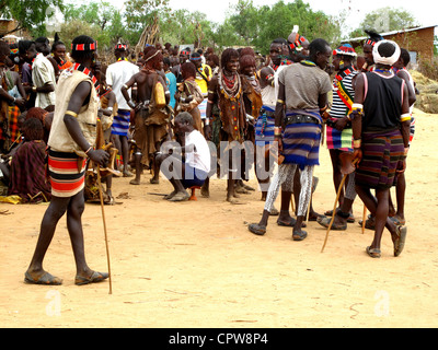 Market day in Hammer village, Omo valley,southern Ethiopia Stock Photo