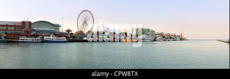 CHICAGO - MAY 14: Panorama of Navy Pier on May 14, 2012. Navy Pier is a 3300 foot pier built in 1916 Stock Photo