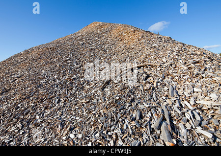 Closeup of pile of wood chips , Finland Stock Photo