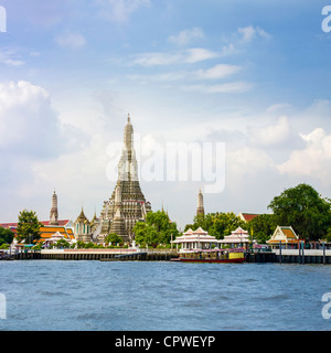 Wat Arun, the Temple of the Dawn, from the Chao Phraya River, Bangkok, Thailand, Stock Photo