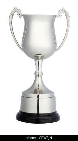 a silver trophy cup isolated on white with clipping path Stock Photo