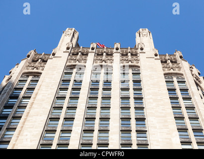 Top of Tribune Tower in Chicago in perspective shot taken from below Stock Photo