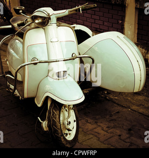 old scooter with sidecar Stock Photo