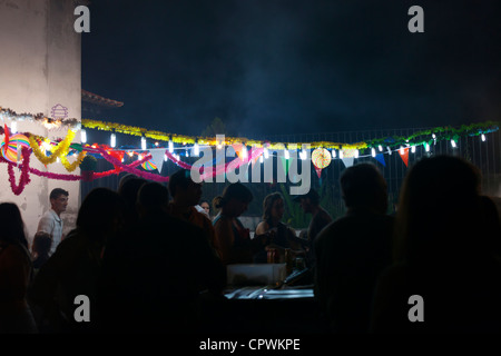 Streets during the Festas dos Santos Populares ( Popular Saints Festival ) in Lisbon, Portugal. Stock Photo