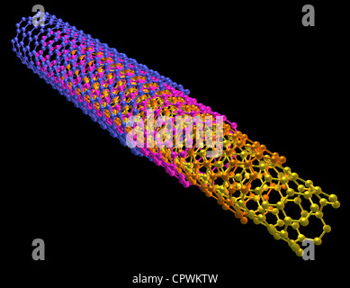 carbon nanotube molecular model Stock Photo