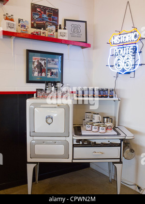 Interior of Midpoint Cafe, Adrian, Texas, on Route 66. Stock Photo