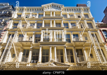 Cast Iron Architecture on Greene Street in SOHO Neighborhood, New York City. Stock Photo